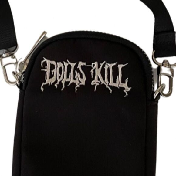 DOLLS Kill Logo Water Resistant Crossbody Bag Black - Picture 4 of 6